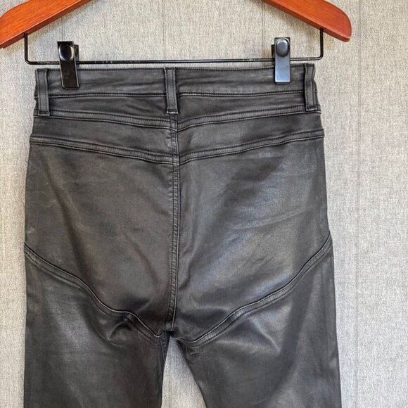 Asos Black Coated Stretch Denim Emo Y2K Festival Rocker Flare Leg Jeans Size - Picture 6 of 9